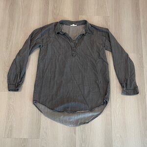 Eileen Fisher Charcoal Denim 1/4 Button Down Tunic - Women’s